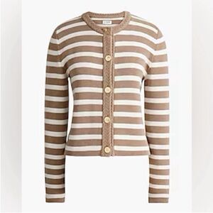 Jcrew Striped cotton lady jacket cardigan sweater